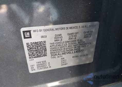 2020 GMC Terrain Fwd Sle z USA, uszkodzony, nr VIN 3GKALMEV6LL140377